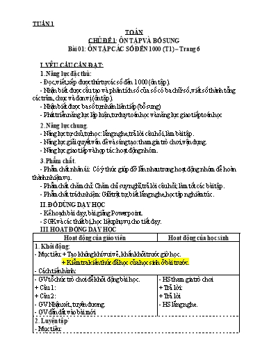 Giáo án cả năm soạn theo công văn 2345 môn Toán 3 Kết Nối Tri Thức
