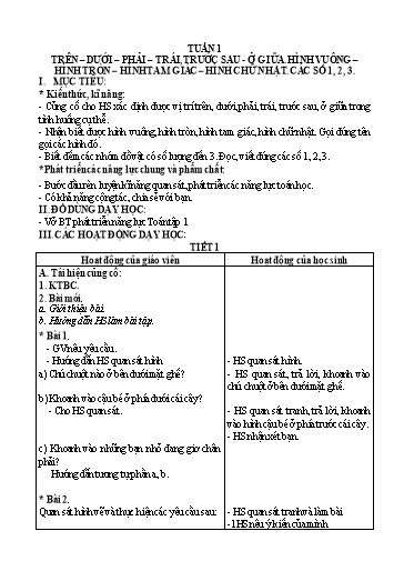 Giáo án dạy buổi 2 Toán Lớp 1 sách Cánh Diều cả năm