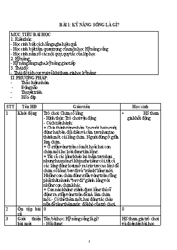 Giáo án dạy Kỹ năng sống Lớp 3 cả năm