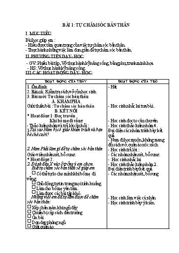 Giáo án dạy Thực hành kỹ năng sống Lớp 3 cả năm