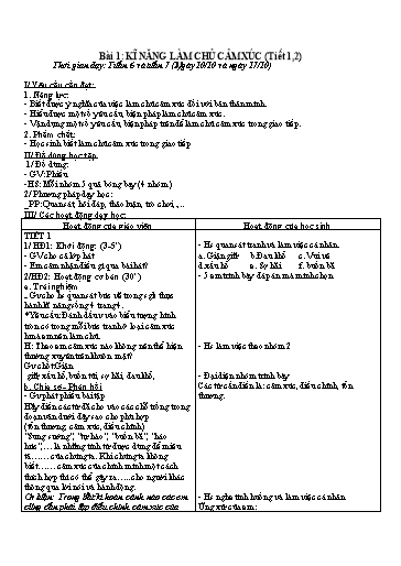 Giáo án dạy Thực hành kỹ năng sống Lớp 4 cả năm
