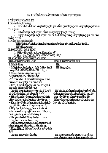 Giáo án dạy Thực hành kỹ năng sống Lớp 5 cả năm