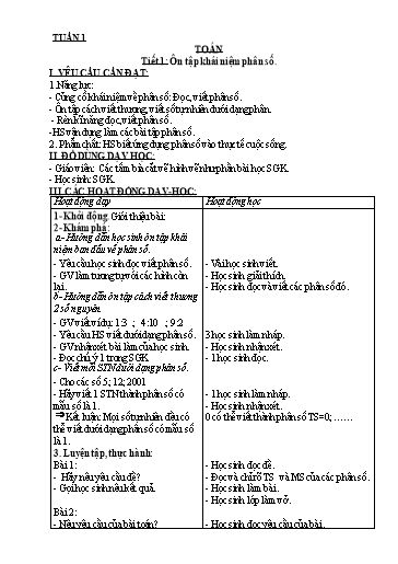 Giáo án Kì 1 môn Toán Lớp 5