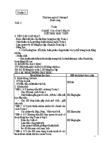 Kế hoạch bài dạy Toán và Tiếng Việt Lớp 1 cả năm