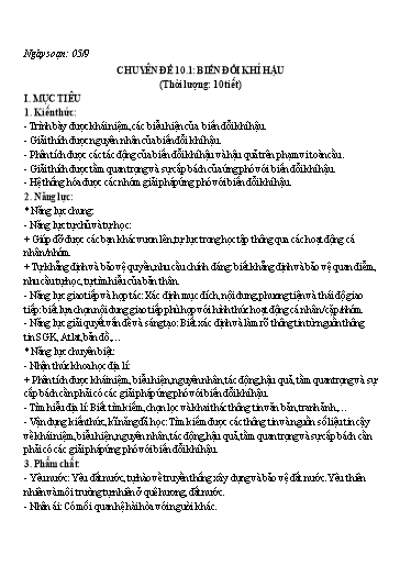 Giáo án cả năm Chuyên đề học tập môn Địa lí Lớp 10 Kết nối tri thức