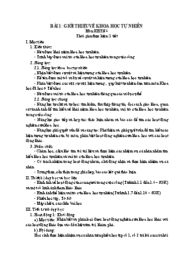 Giáo án cả năm Khoa học tự nhiên 6 Chân trời sáng tạo