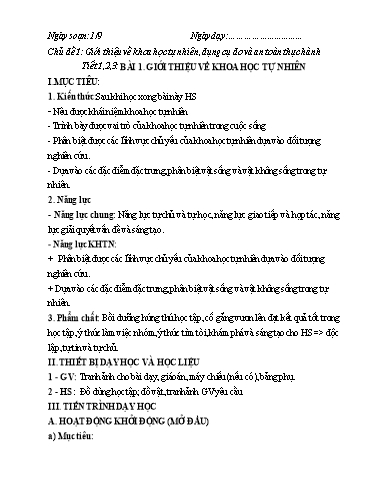 Giáo án cả năm Khoa học tự nhiên Lớp 6 sách Cánh Diều