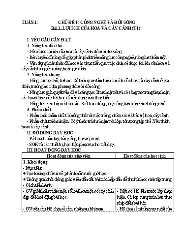 Giáo án cả năm môn Công nghệ 4 Kết nối tri thức