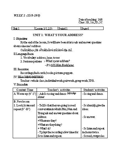 Giáo án cả năm môn Tiếng Anh Lớp 5