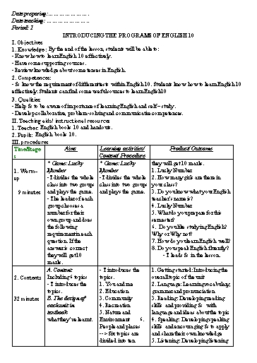 Giáo án Global Success Tiếng Anh 10 học kì 1