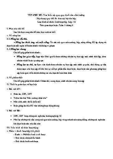 Giáo án Hoạt động ngoài giờ lên lớp Khối 10 cả năm