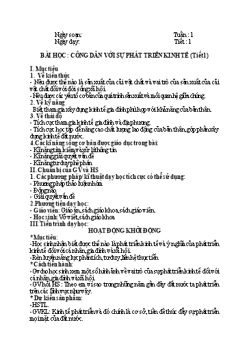 Giáo án học kì 1 môn Giáo dục công dân Lớp 11