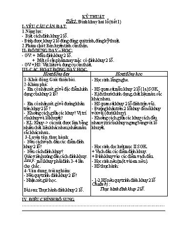 Giáo án học kì 1 môn Kĩ thuật 5