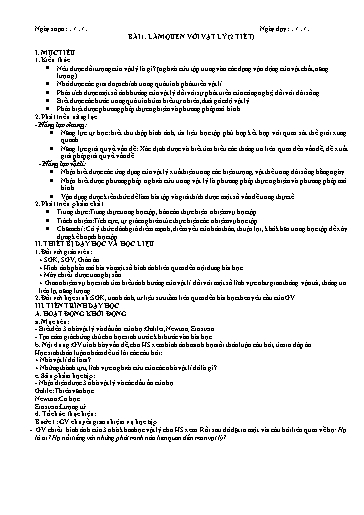 Giáo án học kì 1 môn Vật Lí Lớp 10 Kết Nối Tri Thức