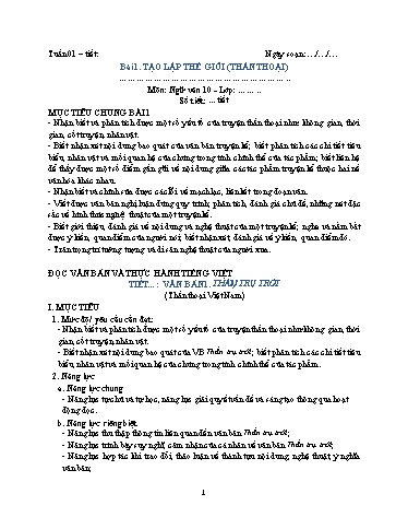 Giáo án học kì 1 Ngữ văn Lớp 10 Chân Trời Sáng Tạo