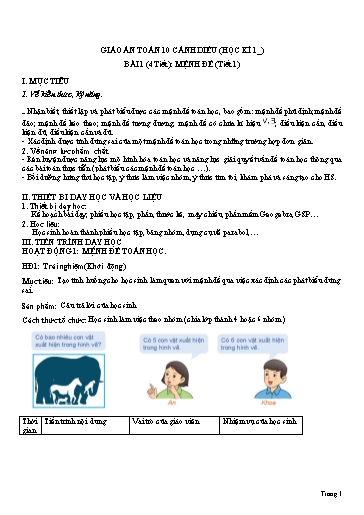 Giáo án học kì 1 Toán 10 Cánh Diều