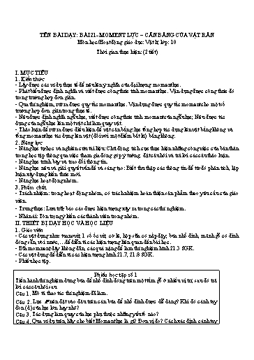 Giáo án học kì 2 môn Vật Lí Lớp 10 Kết Nối Tri Thức