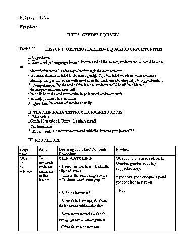 Giáo án học kì 2 Tiếng Anh 10 sách Global Success