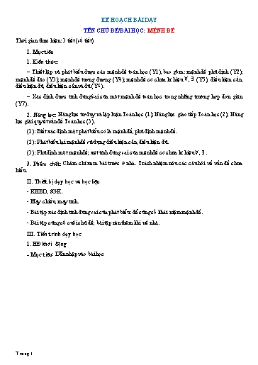 Giáo án kì 1 Toán Lớp 10 Kết Nối Tri Thức