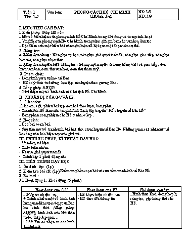 Giáo án Ngữ văn 9 học kì 1