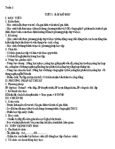 Giáo án theo Công văn 3280 Công nghệ 6 cả năm