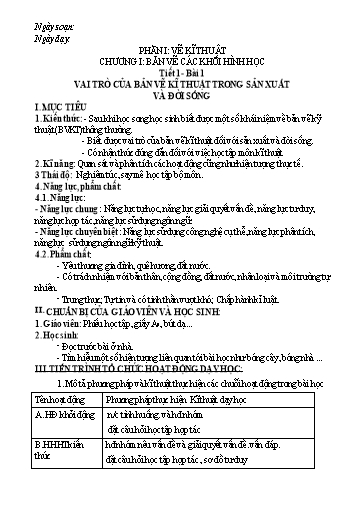 Giáo án theo công văn 3280 Công nghệ 8 cả năm