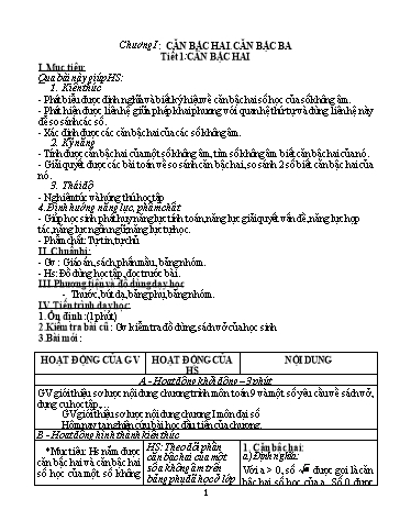 Giáo án theo công văn 3280 Đại số Lớp 9 cả năm