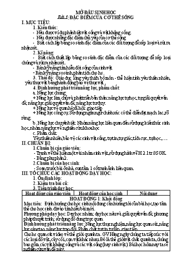 Giáo án theo Công văn 3280 Sinh học Lớp 6 cả năm