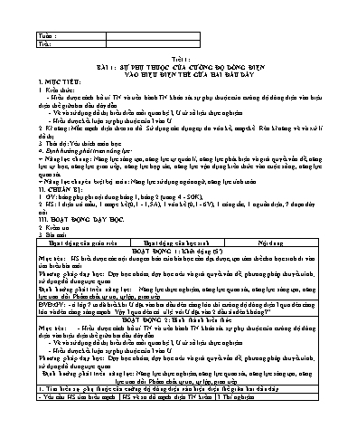 Giáo án theo Công văn 3280 Vật lí Lớp 9 cả năm
