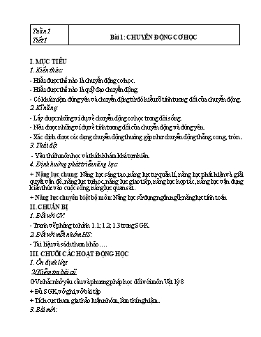 Giáo án theo Công văn 3280 Vật lý Lớp 8 cả năm