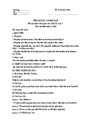 Giáo án theo Công văn 5512 Địa lý 6 cả năm