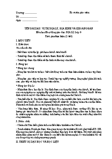Giáo án theo Công văn 5512 Địa lý 8 cả năm