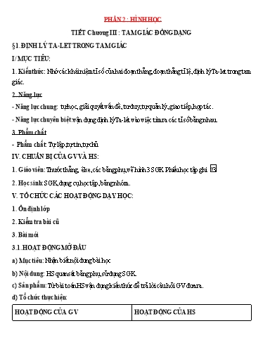 Giáo án theo công văn 5512 học kì 2 môn Hình học Lớp 8