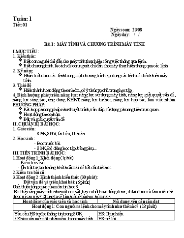 Giáo án Tin học Lớp 8 cả năm