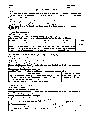 Giáo án Toán 6 cả năm phần Hình học soạn theo Công văn 3280
