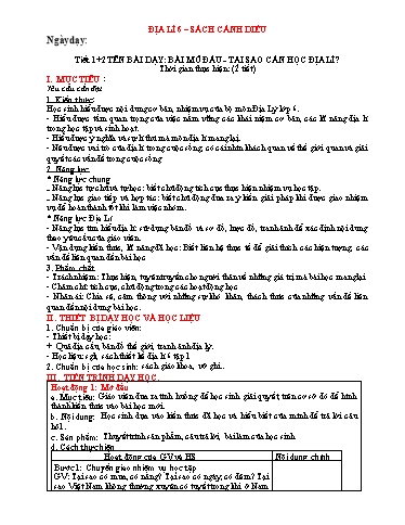 Kế hoạch bài dạy cả năm Địa lí Lớp 6 Cánh Diều