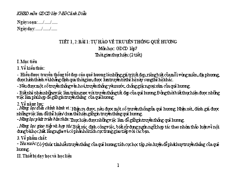 Kế hoạch bài dạy cả năm Giáo dục công dân 7 Cánh Diều