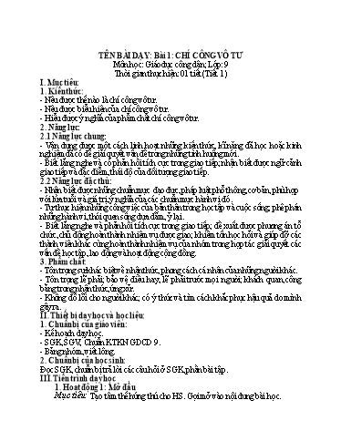 Kế hoạch bài dạy cả năm Giáo dục công dân 9