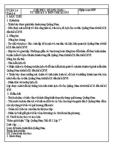 Kế hoạch bài dạy cả năm Giáo dục địa phương (Quảng Nam) Lớp 7
