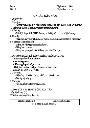 Kế hoạch bài dạy cả năm Hóa học 9