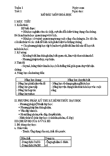 Kế hoạch bài dạy cả năm Hóa học Lớp 8