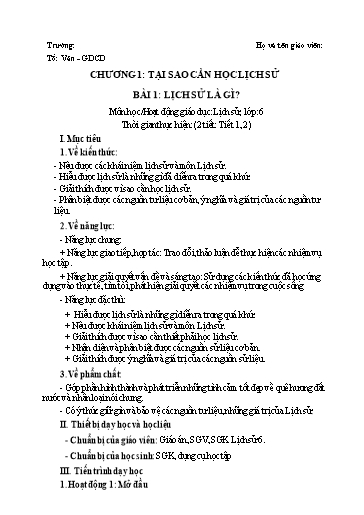 Kế hoạch bài dạy cả năm Lịch sử 6 sách Cánh Diều