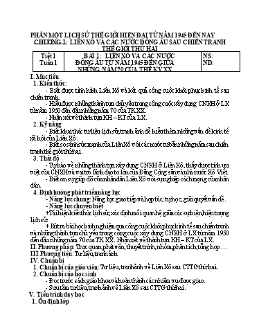 Kế hoạch bài dạy cả năm Lịch sử Lớp 9