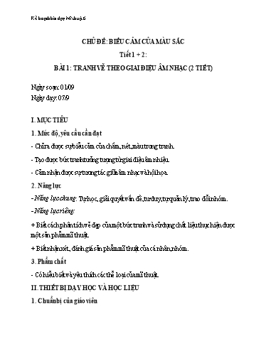 Kế hoạch bài dạy cả năm Mĩ thuật 6 Chân Trời Sáng Tạo