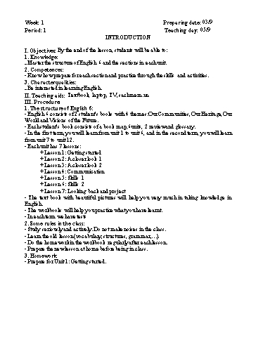 Kế hoạch bài dạy cả năm Tiếng Anh 6 Global Success