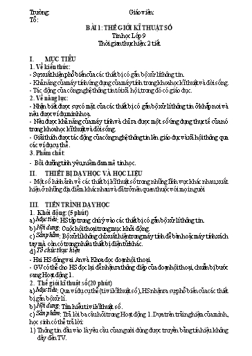 Kế hoạch bài dạy cả năm Tin học 9 Kết Nối Tri Thức