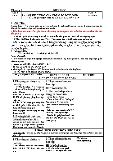 Kế hoạch bài dạy cả năm Vật lí Lớp 9