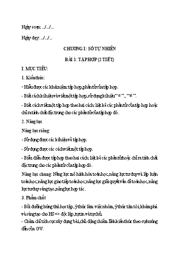 Kế hoạch bài dạy Đại số sách Cánh Diều Lớp 6 cả năm