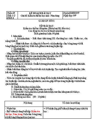 Kế hoạch bài dạy Giáo dục thể chất 6 Chân Trời Sáng Tạo cả năm