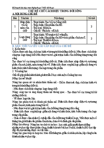 Kế hoạch bài dạy học kì 1 Mĩ thuật 7 Chân Trời Sáng Tạo